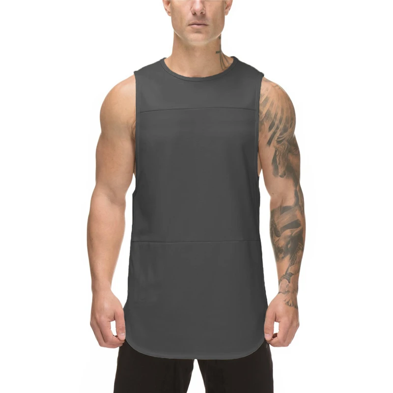 

Brand Mens tank tops shirt Solid Patchwork mesh bodybuilding stringer tanktop fitness singlet Sleeveless tank gyms clothing