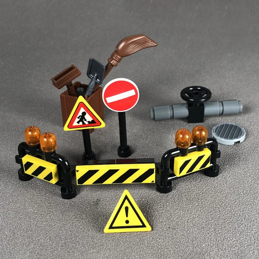 City Series LegoINGlys Road Repair Warning Fence Building Blocks Set Block MOC Accessories Bricks DIY Kits Toys For Children (2)
