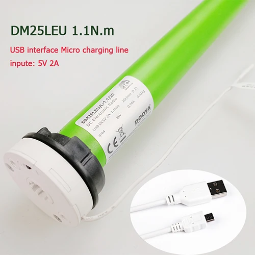 DM25LE 1.1N.m USB интерфейс микро Зарядка DOOYA трубчатый мотор батареи, для диа. 38 мм трубки для рулонных жалюзи или Зебра жалюзи - Цвет: motor only