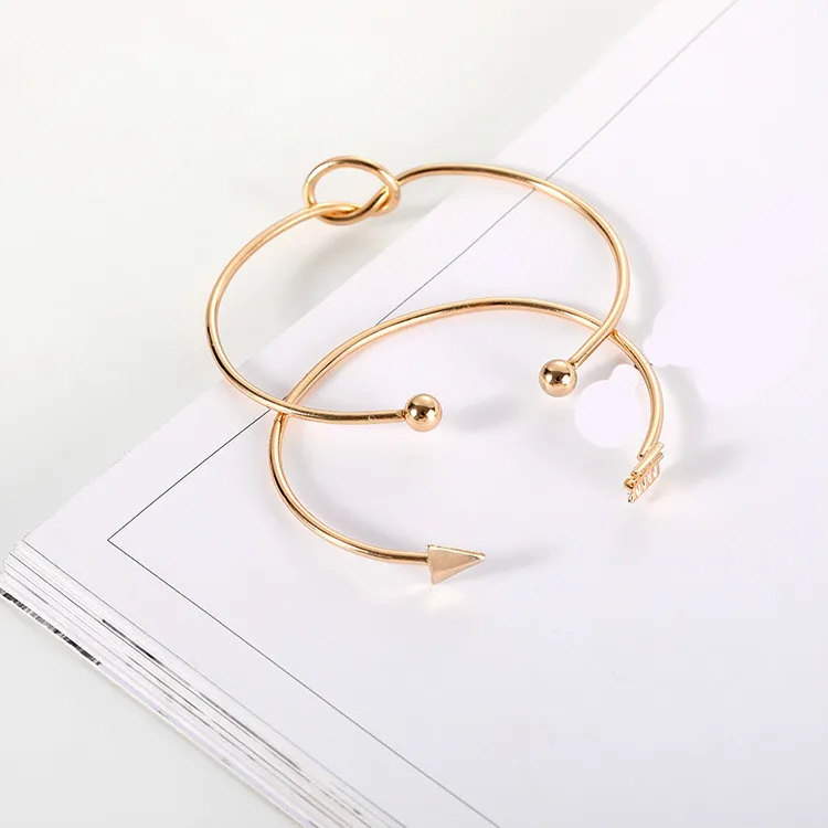 Set Punk Fashion Bracelets Wild Simple Color Protection Electric Arrow Knot Open Mouth Ladies