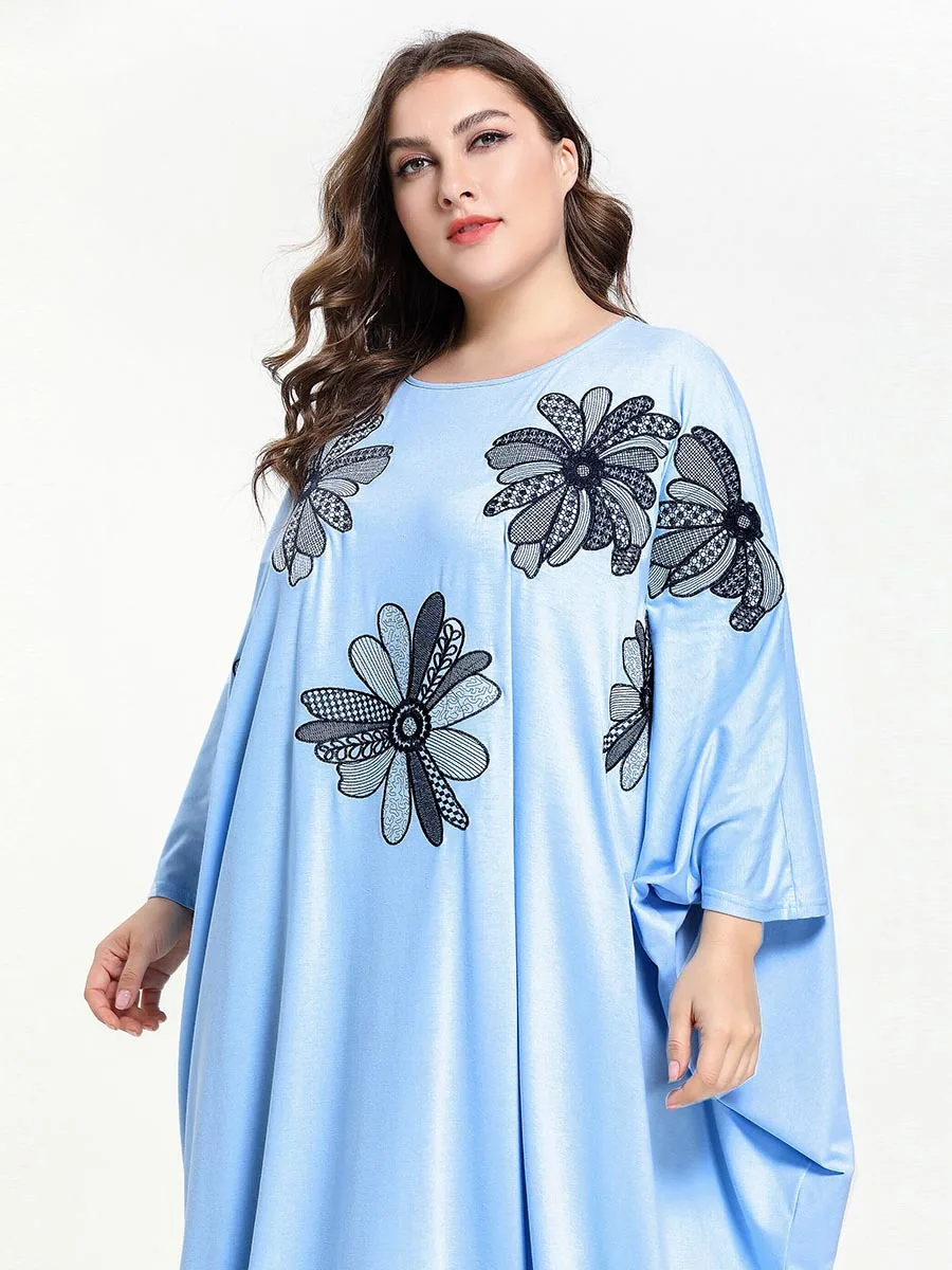 Исламская одежда Абая Moroccan мусульманское платье Вечерние Модные Большой Женская летучая мышь с длинным рукавом Вышитые свободное 197720