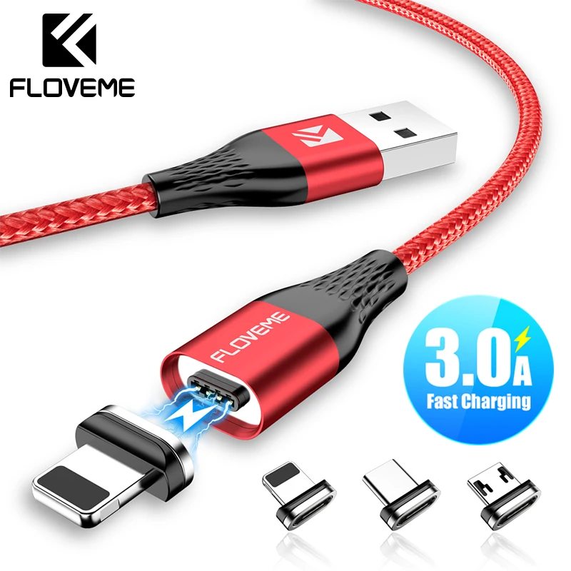 FLOVEME 3A Magnetische Ladegerät Kabel Für iPhone Micro USB Typ C Kabel Magnet Schnelle Lade Ladung