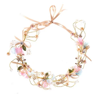 

Handmade Flower Wreath Women Wedding Bridal Hair Ornaments Kids Party Crown Floral Garland Bridesmaid Hair Accessories Headband