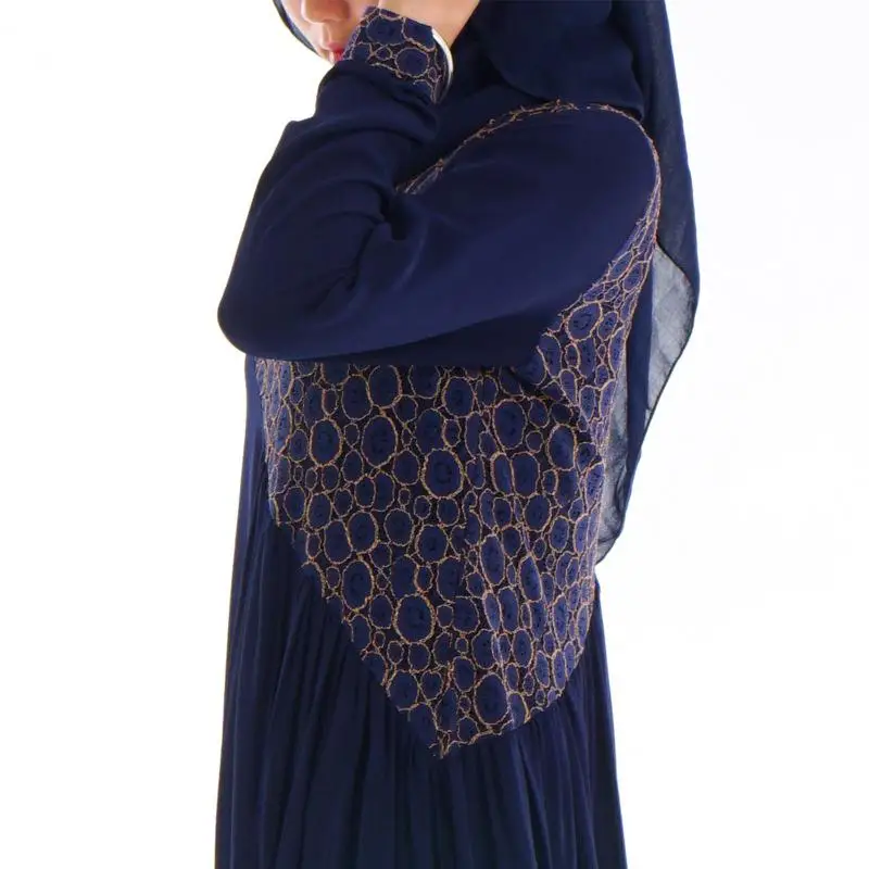 Абайя мусульманское женское длинное платье кружевное Сетчатое лоскутное Макси платье Турция этнический стиль полное покрытие мусульманская одежда турецкое модное платье