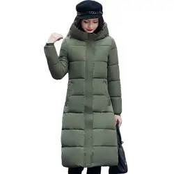 Abrigos Mujer Invierno 2019 теплое плотное Женское пальто зимнее женское с капюшоном с хлопковой подкладкой женские зимние куртки Длинная парка