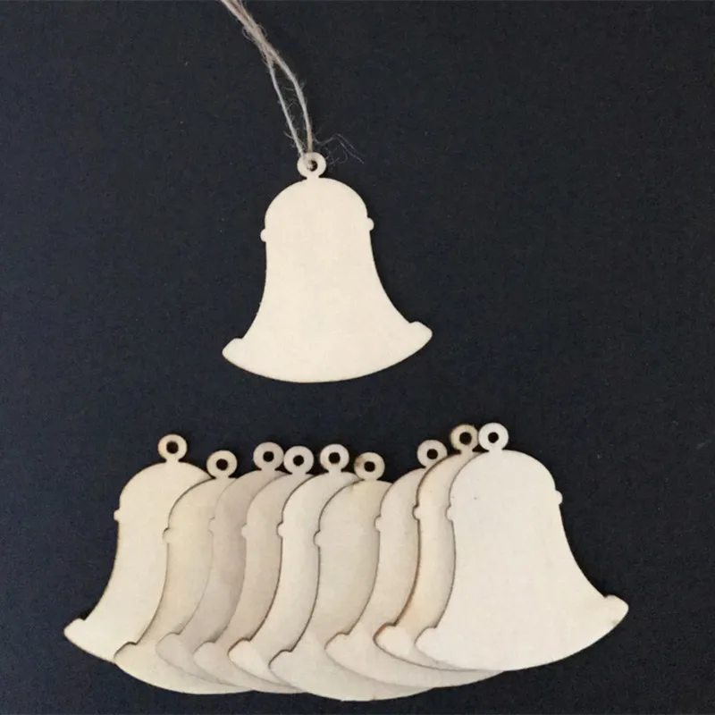 10PCS New Wooden Bell Pendant DIY Children's Hand Material Home Holiday