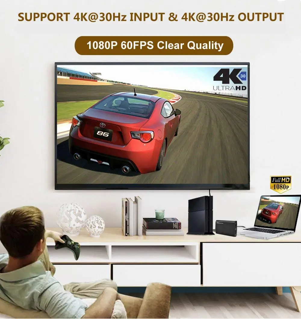 Y&H Game Capture HD 1080p 60fps HDMI to USB3.0 Video Record for PS4 Xbox One Nintendo SwitchTwitch