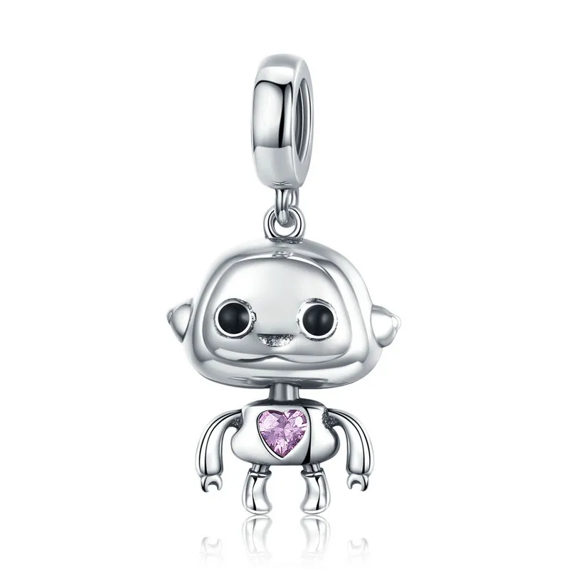 

ABAY New Arrival Authentic 925 Sterling Silver Robot Pendant Charms Charm fit Original Pandora Bracelet Beads Jewelry Women