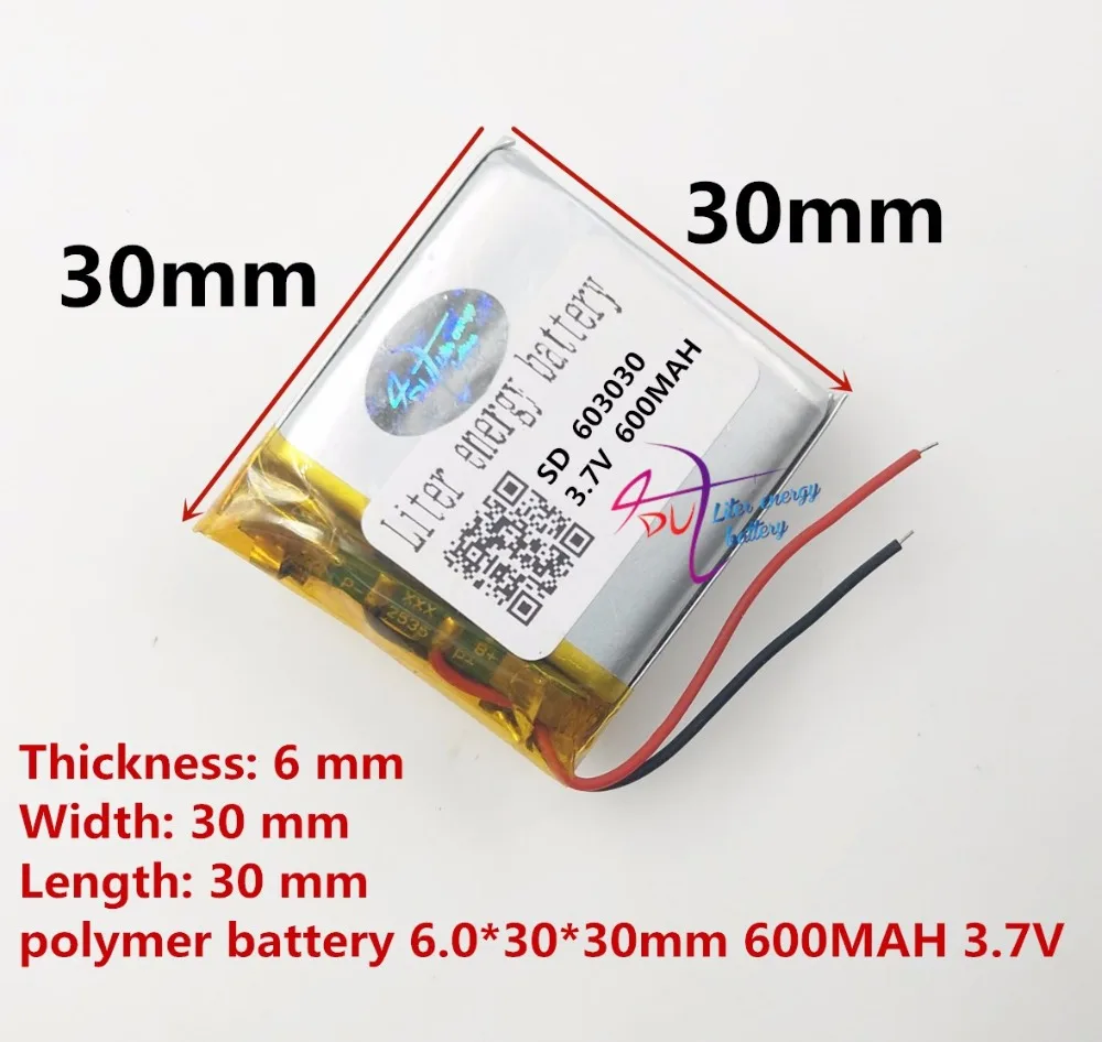 3.7V 603030 600mah lithium- polymer battery For toys speaker Tachograph,GPS TK103,GEOZON watches