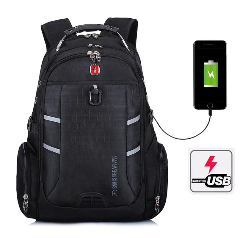 

Man Multifunction sac a dos Swiss laptop Backpack USB Charging Casual Business Backpack Travel Bag Anti-theft Laptop Mochila