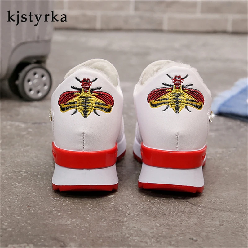 

Kjstyrka 2018 Brand Designer shoes women Autumn winter plush casual comfortable women sneakers platform ladies slip-on shoes