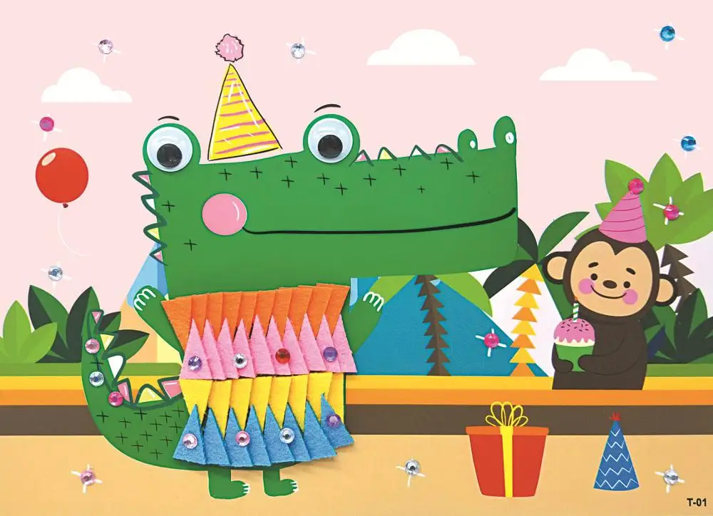 8 узоров, 3D поделки, игрушки для детей, войлочная бумага, подарок для девочек, рукоделие, детский сад, материал, искусство и ремесло, детские игрушки - Цвет: Dinosaur