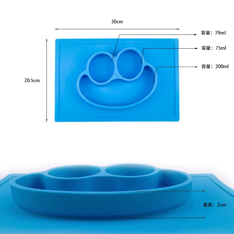 Children's Dishes latest Silicone Sucker Bowl Baby Smile Face Plate Tableware Set Smile Face Baby Tableware Set kids plate