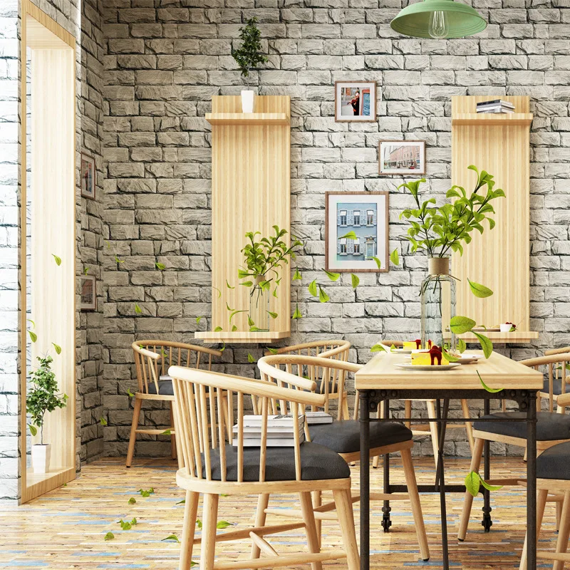Pvc Retro Simple Brick Wallpapers Living Rooms Restaurants Clothing