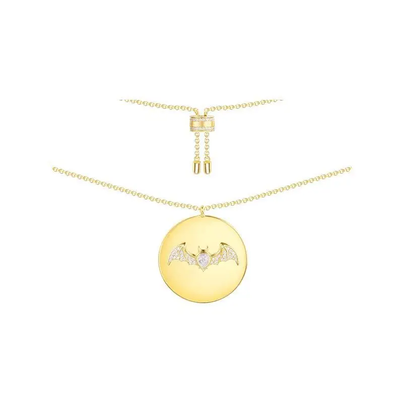 

ZOZIRI monaco brand yellow gold coin bat necklace ,S925 sterling silver 3A cubic zircon animal necklace EGYPTIAN TRIBUTE