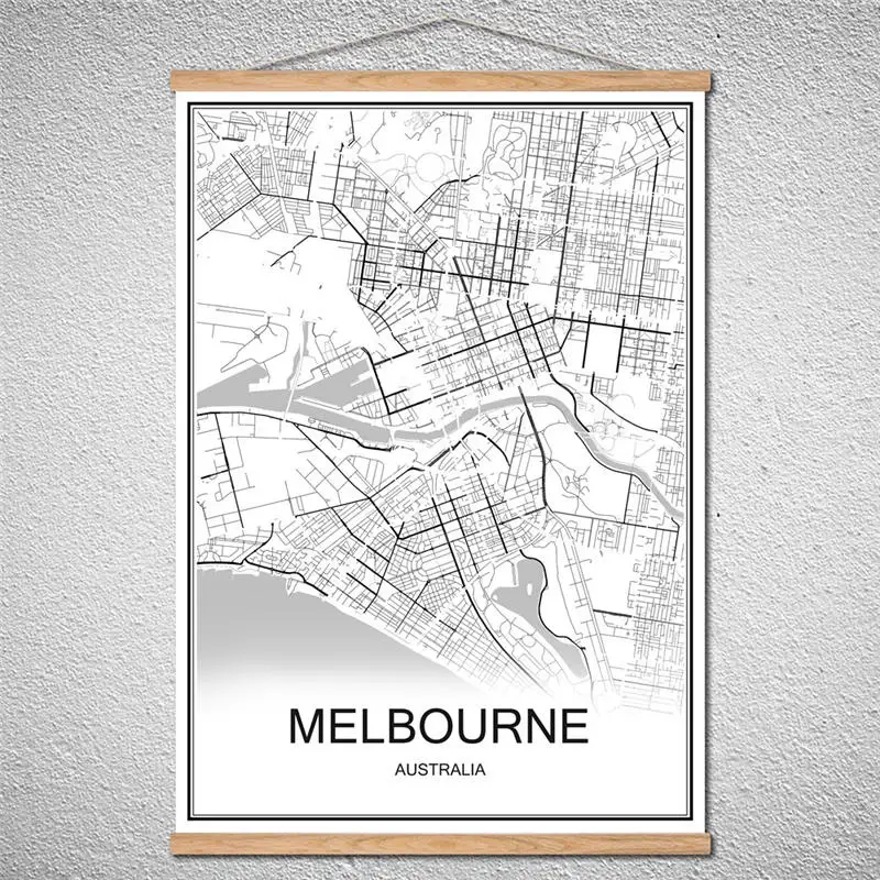 

Customized Pattern Modern poster MELBOURNE World City map Oil Painting Canvas Abstract print picture Decor With Frame