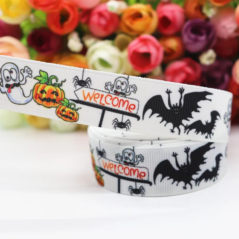 10 Yards 7/8''(22MM) Halloween Printed Grosgrain Ribbons For Hair Bows DIY Handmade Materials Y19071901 - Цвет: 11