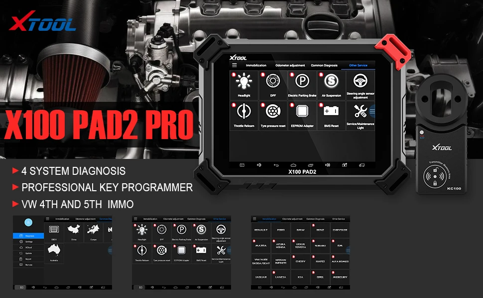 XTOOL X100 PAD2 Pro автоматический ключ программист с KC100 PAD 2 Pro EPB EPS OBD2 одометр автомобильный код считыватель со специальной функцией