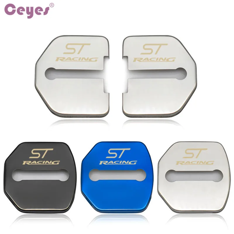 

Ceyes Car Styling Auto Door Lock Cover Case For Ford ST Racing Kuga Escape Focus 3 MK3 4pcs Buckle Badge Accessories Car-Styling
