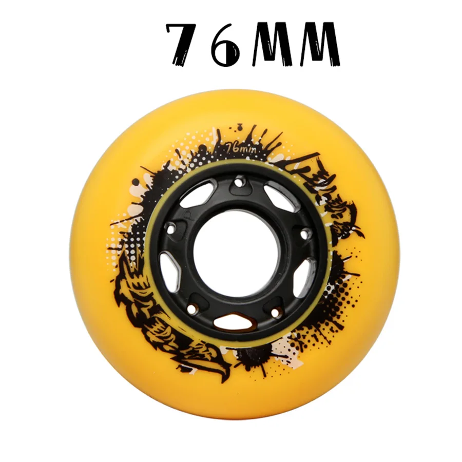 Papaya Inline Skate Wheels Resistant 92A Slalom Sliding FSK 72 76 80mm Yellow Roller Skating Tires For SEBA Powerslide Patines - Цвет: 76mm