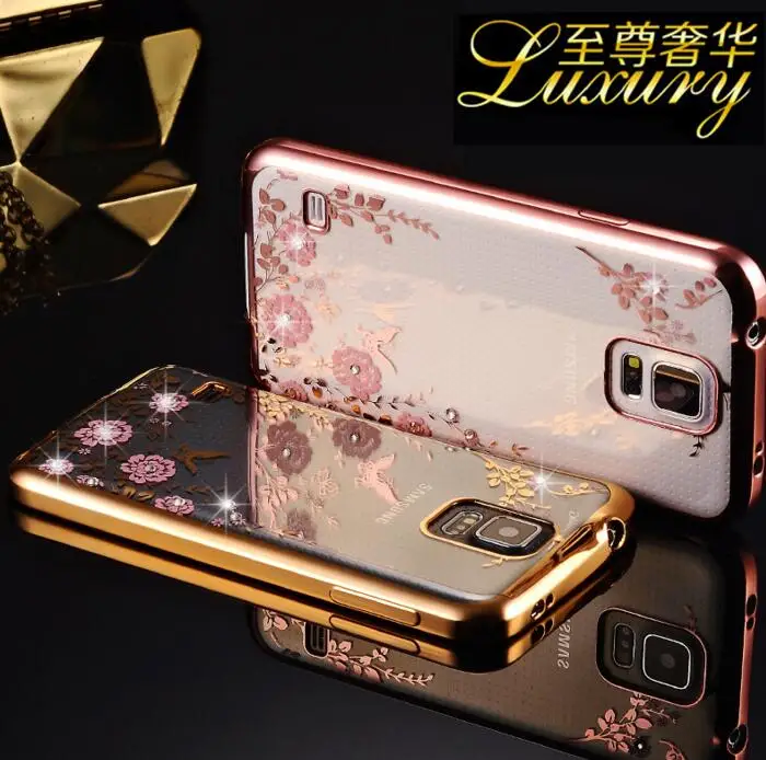 Diamond Flower Cover Butterfly Brilliant Bling Protector Soft Case for Samsung Galaxy S9 S8 A6 Plus S6 S7 Edge A5 A7 A8 A9 2018 |