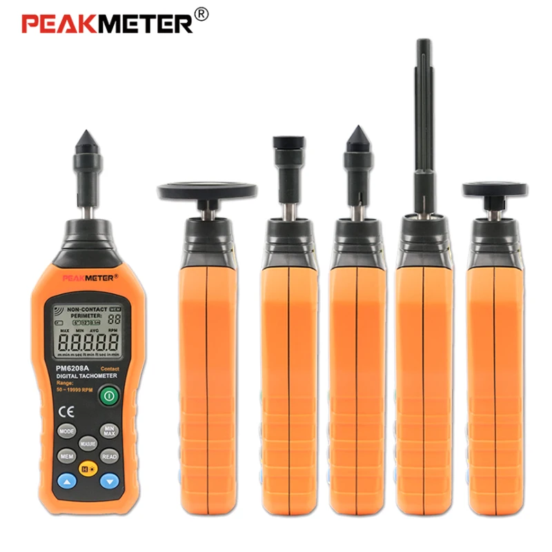 Высокоточный контактный/Бесконтактный цифровой тахометр PEAKMETER MS6208A MS6208B