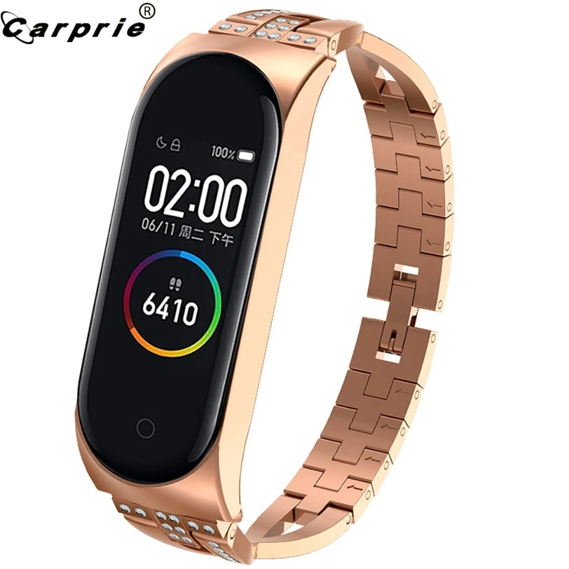 CARPRIE Смарт часы замена Кристалл Алмаз Нержавеющая Сталь Браслет часы ремешок для Xiaomi Mi группа 4 907