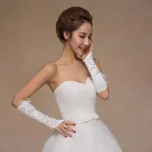 Белые слоновая кость Длинные свадебные перчатки цветы без пальцев Свадебные атласные перчатки дешевые женские свадебные аксессуары