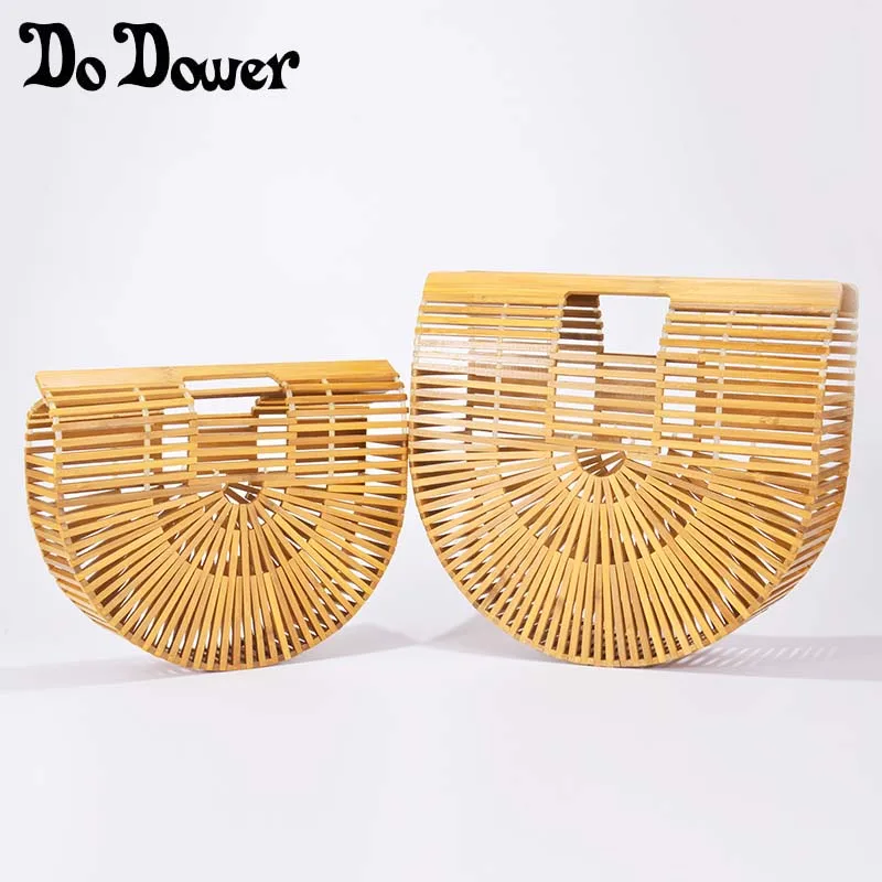 Summer Bamboo Bag Half Round Handmade Hollow Bamboo Handbags Female Women Beach Bag Circular Basket Bags Bambu bag lovevook women handbags bamboo top handle summer hollow beach bag female casual tote bags ladies half moon handbag natural 2018