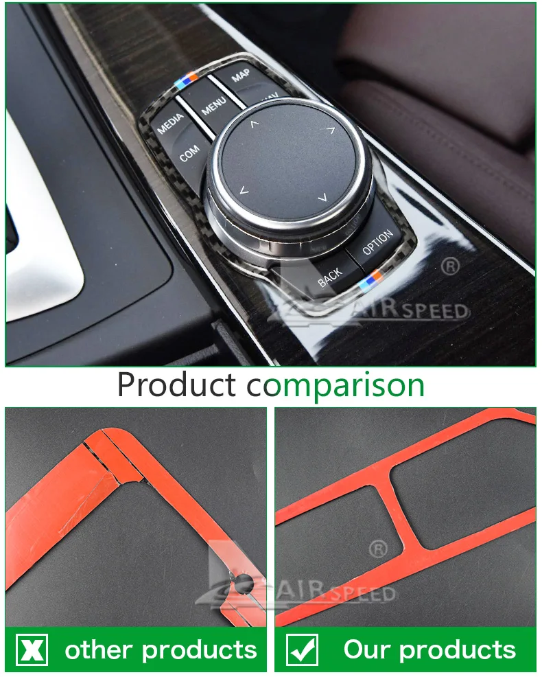  Car Carbon Fiber for BMW Multimedia Button Frame Cover Knob Trim for F10 F20 F30 F34 F07 F25 F26 F15 F16 Accessories (6)
