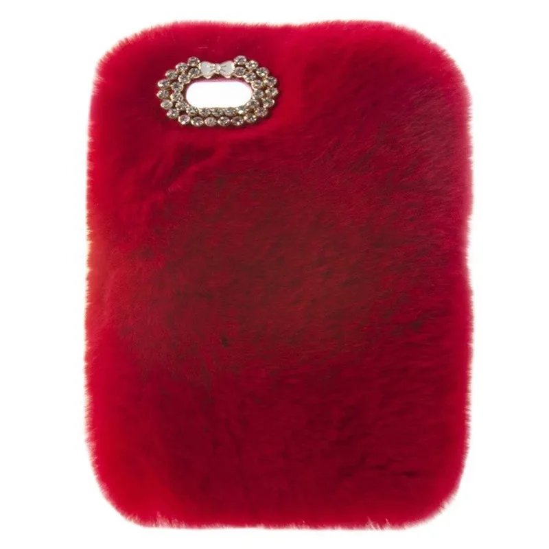 Супер роскошный сверкающий чехол с кристаллами бантом Пушистый Зимний теплый меховой пушистый чехол из кроличьего меха для iPad Pro 9,7 дюйма - Цвет: Red