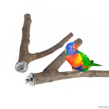 

1Pc Pet Parrot Raw Wood Fork Stand Rack Toy Hamster Branch Perches For Bird Cage Birdcage Accessories