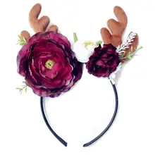 Рога лося цветок оголовье Головные уборы рождественские аксессуары для волос для девочек Дети