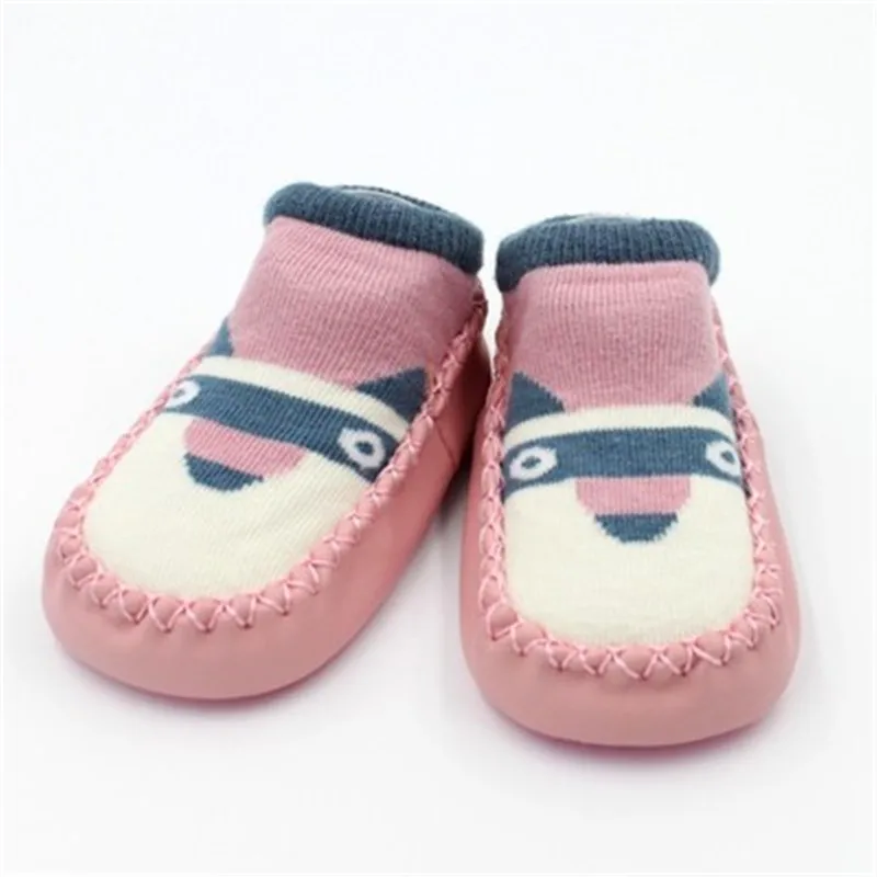 1 Pair New Comfortable Toddler Floor Socks With Rubber Soles Baby Elastic Cotton Cartoon Anti-slip Socks Infant Soft Sole Socks - Цвет: Dog Pink