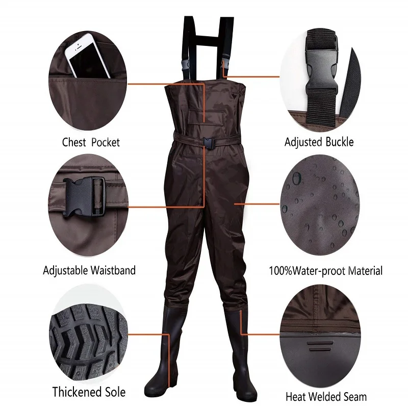 Нейлоновые нагрудные захватчики для мужчин хип Waders оранжевые 100%