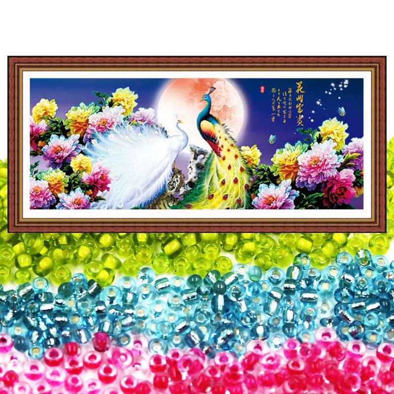 

Needlework,DIY bead Cross stitch,Embroidery stitch,diamond,Precise Printed painting,animal pattern,Month peacock 815