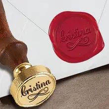 ITeal индивидуальная восковая печать штамп с именем на " Die-#505 Лорен скрипт со свитком