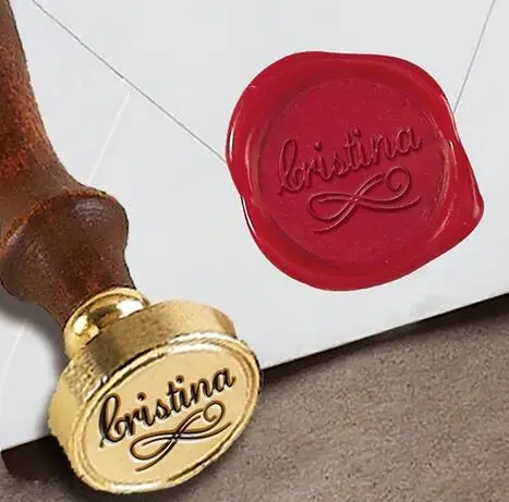 

ITeal Personalized Custom Wax Seal Stamp with Name on 1" Die-#505 Lauren Script with Scroll