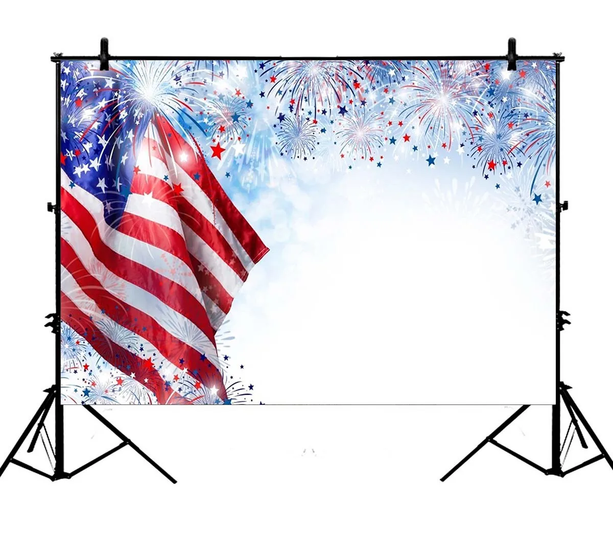 

5x7ft American Flag Fireworks Independence Day Stars Stripes Polyester Photo Background Portrait Backdrop