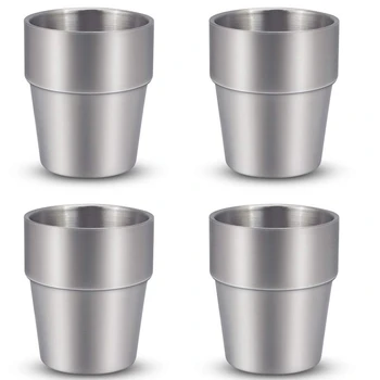 

Stainless Steel Mugs Double Wall Insulation Coffee Tea Beer Beverage Cup For Home Outdoor Camping Hiking 300Ml 4Pcs