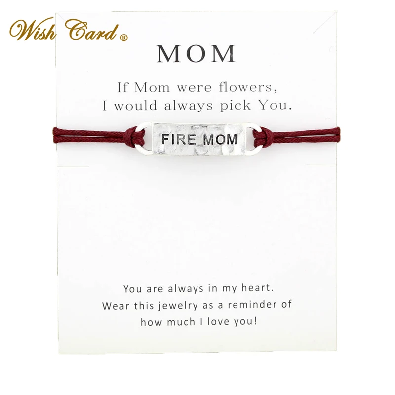 Wish Card браслет на день матери для женщин пожарная мама очаровательный Двойная