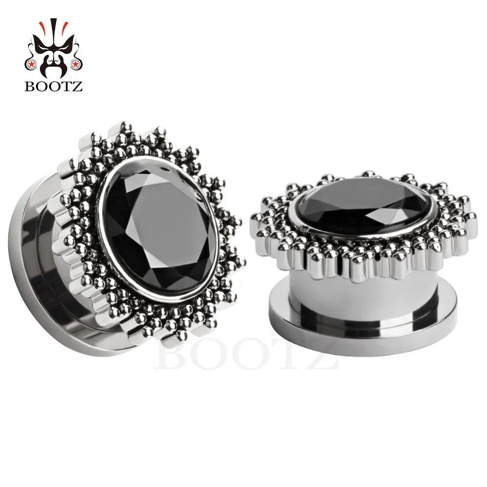 NEW arrival hot fashion stainless steel zircon stone ear plugs piercing