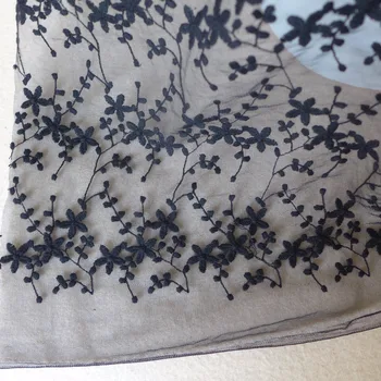 

Small Floral Cotton Eyelash Lace Tulle Embroidery Lace Fabric DIY Material For Bridal Gowns Curtains 1 Yard 125cm Wide