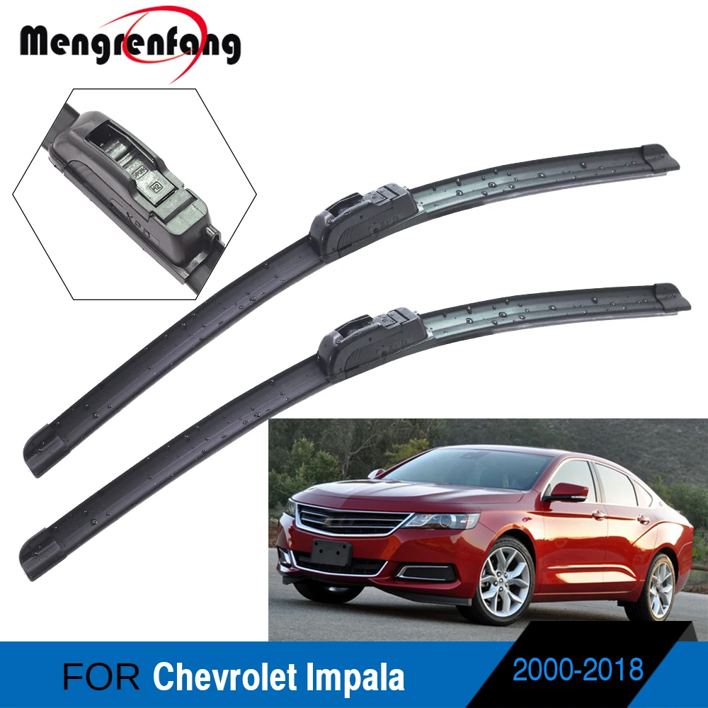 

For Chevrolet Impala Car Front Windscreen Wiper Blades Soft Rubber Wiper J Hook Arms Accessories 2000-2018
