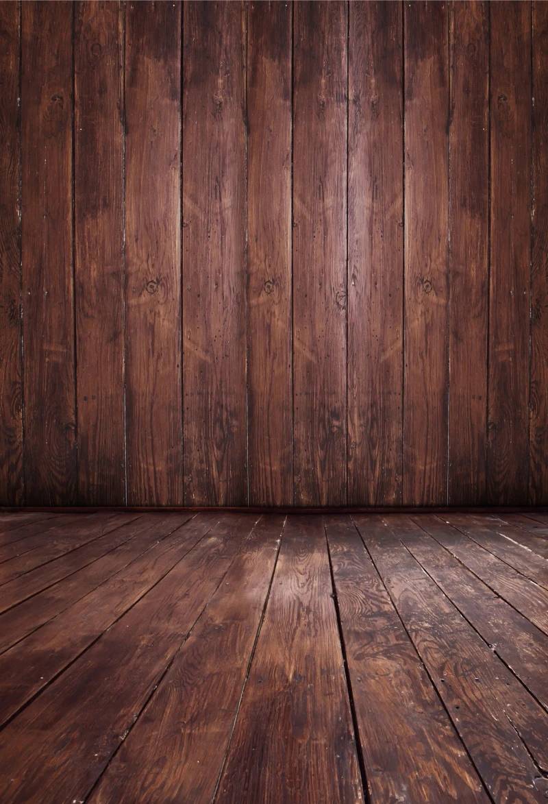 HUAYI 8x10ft Art fabric Dark Brown Wooden Floor Backdrop Photography