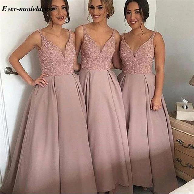 Cheap Satin with Rhinestone Country Bridesmaid Dresses A-Line Floor Length Wedding Guest Prom Party Gowns vestido de festa longo Cheap Satin with Rhinestone Country Bridesmaid Dresses A-Line Floor Length Wedding Guest Prom Party Gowns vestido de festa longo
