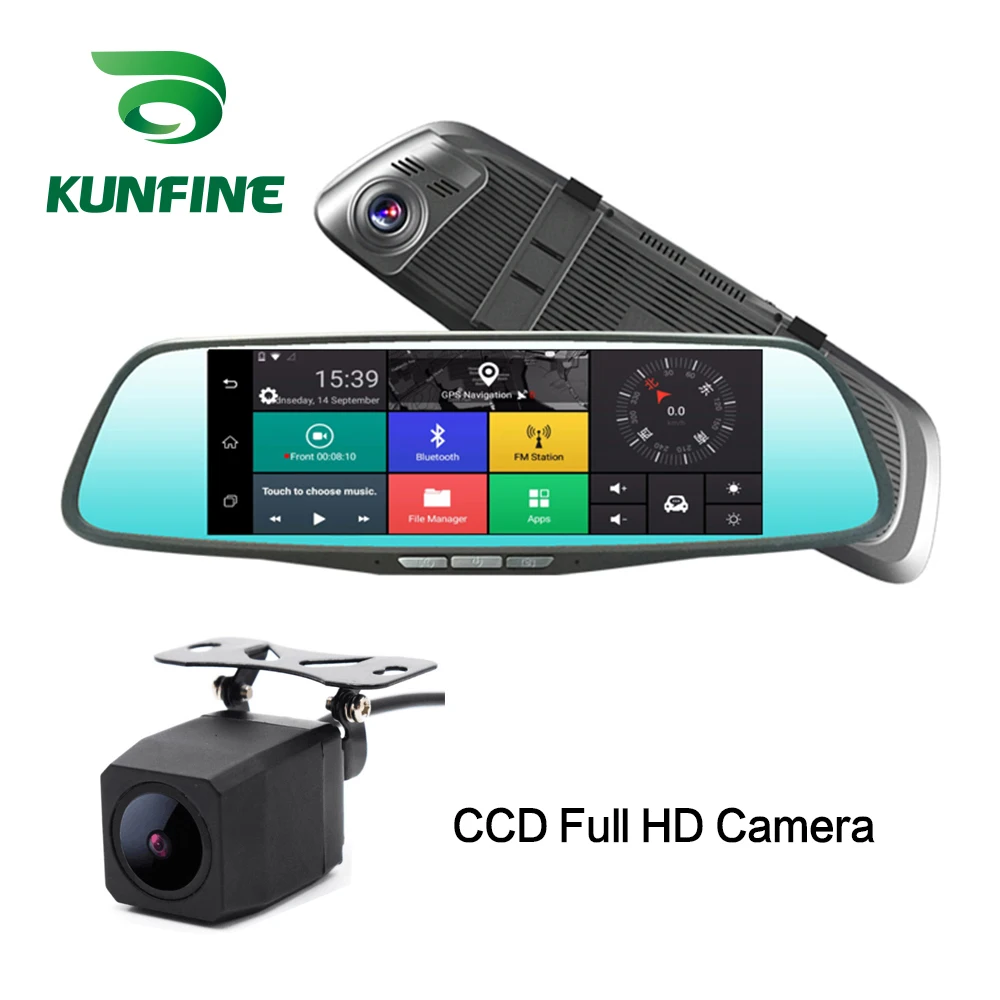 

KUNFINE 10" Android GPS Navi Dash Cam Car DVR Mirror Video Recorder Dual Cameras Recording WIFI Bluetooth With 3G FM Transmit