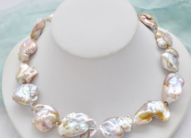 

HOT N252 Huge 100% natural 18"lavender baroque KESHI REBORN PEARL NECKLACE