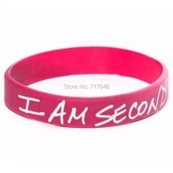 

200pcs Pink I Am Second wristband silicone bracelets free shipping by FEDEX