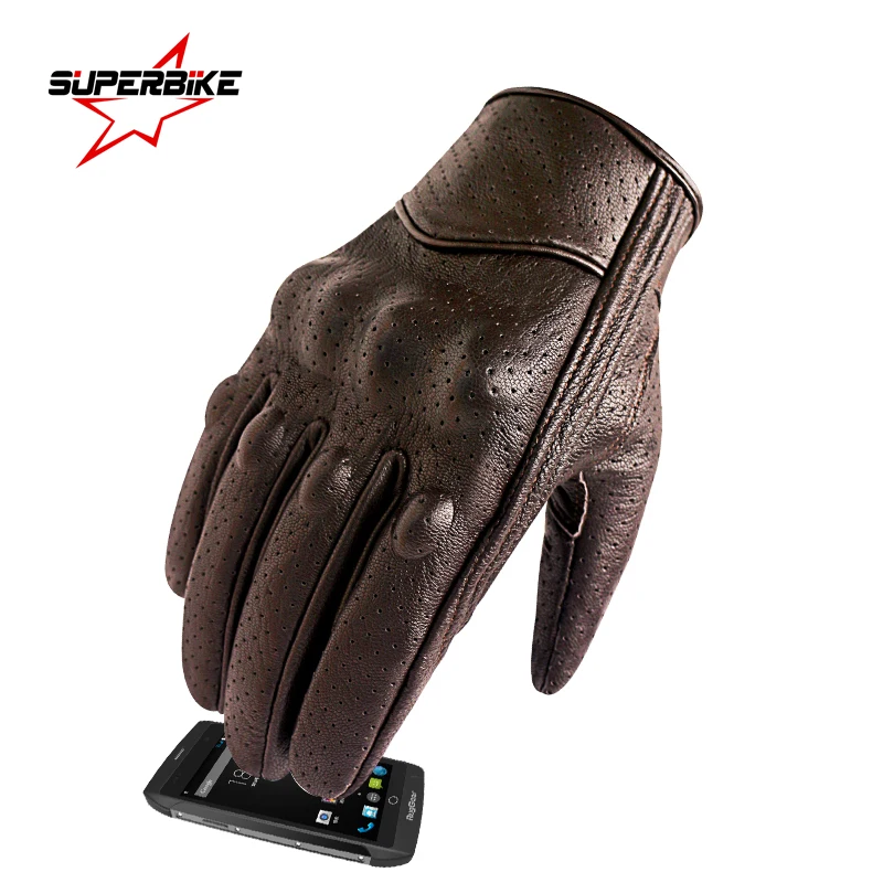 

New Motorcycle Gloves Leather Touch Screen Men Goatskin Moto Glove Electric Bike Luvas da motocicleta Os carros eletricos Sale